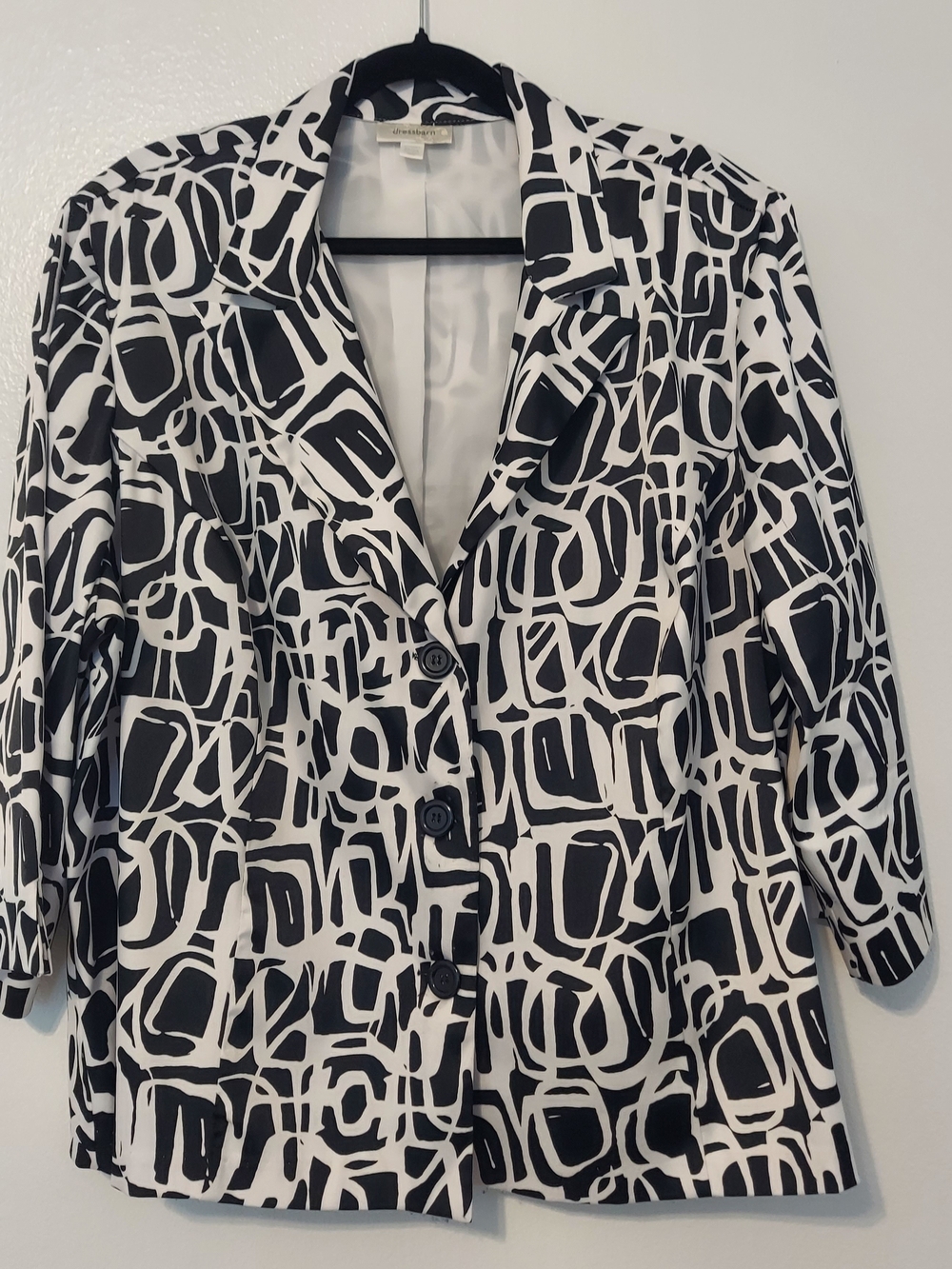 Dressbarn Black and White Geometric Patterned Women's Jacket Size 22/24